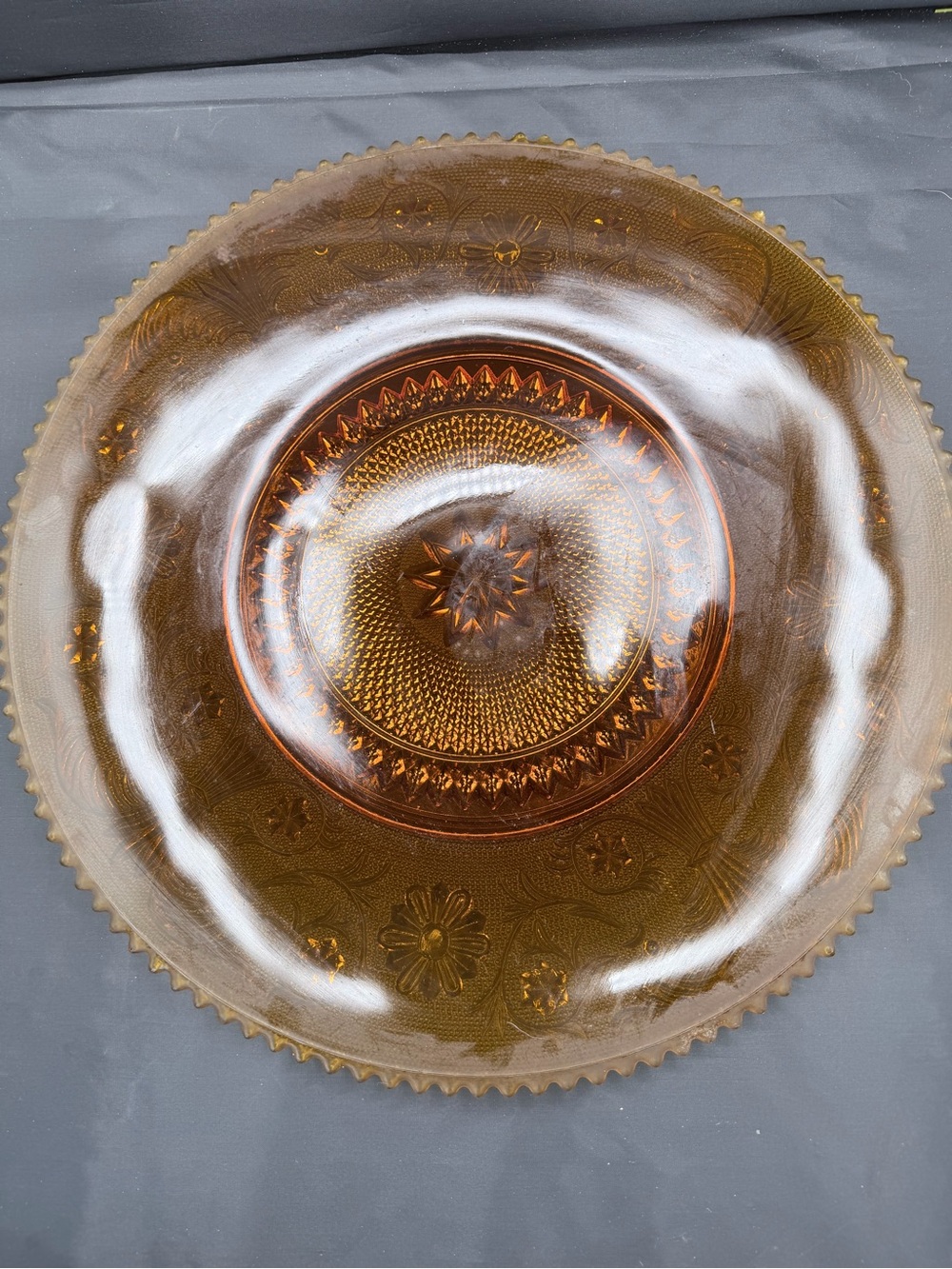 Indiana Glass~Tiera~Amber~16”~Torte Serving Platter~